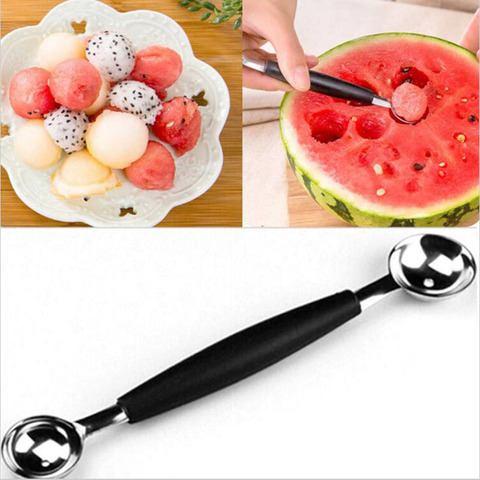 Boule de pastèque, cuillère à fruits, Sorbet de crème glacée, outil de cuisine à Double extrémité en acier inoxydable, accessoires de cuisine, Gadgets ► Photo 1/6