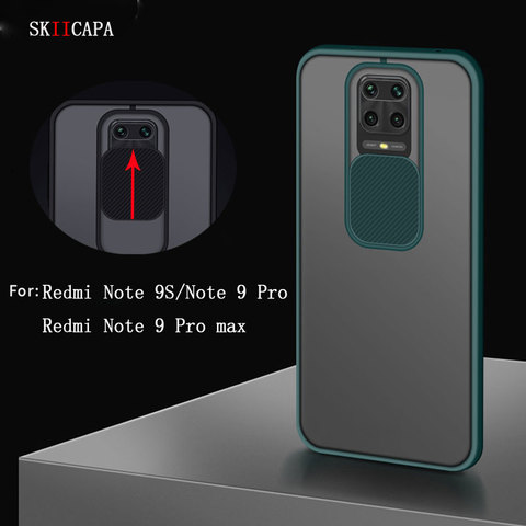 Pour xiaomi Redmi Note 9S Note 9 Pro max étui glisser caméra lentille Protection étui de téléphone pour Redmi Note 9 Pro mat couverture de téléphone arrière ► Photo 1/6