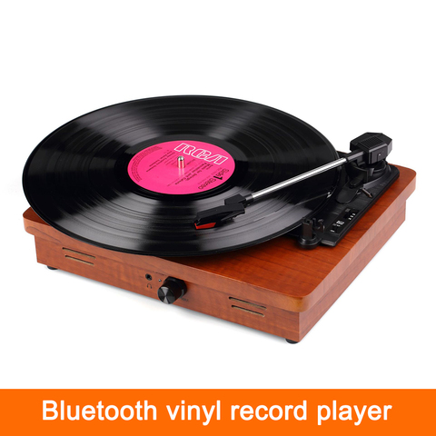 Haut-parleur Bluetooth, phonographe rétro, gramophone, lecteur de disque vinyle, platine, sortie casque RCA, sortie audio 33/45/78 tr/min ► Photo 1/1