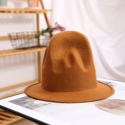 Pharrell-chapeau en feutre fedora pour femmes et hommes, noir, chapeau haut-de-forme hommes, 100%, casquette en laine australienne ► Photo 1/5