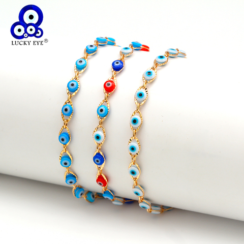 Oeil chanceux turc mauvais oeil cheville Bracelet couleur or cuivre pied jambe chaîne cheville bijoux de mode cadeaux pour femmes hommes EY6734 ► Photo 1/6