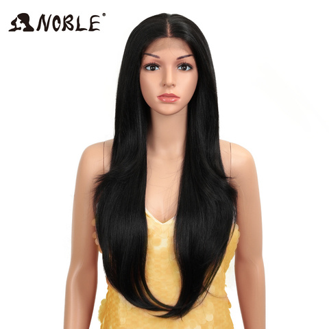 Perruque synthétique Lace Front Wig 28 pouces-Noble, perruque Blonde Ombre naturelle lisse et longue, perruques en Fiber résistantes à la chaleur pour femmes noires ► Photo 1/1