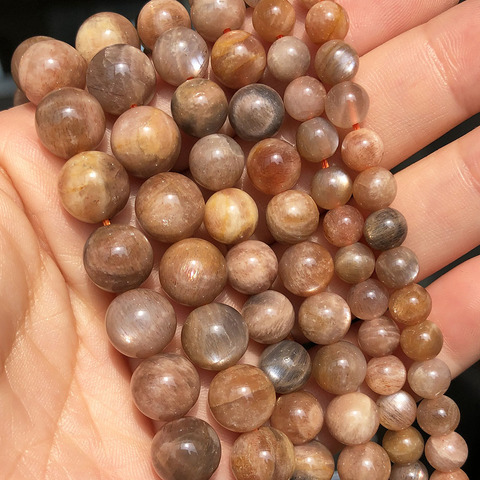 Perles rondes en pierre de soleil naturelle, en vrac, pour bricolage, fabrication de bijoux, accessoires pour bracelets et colliers, 6, 8, 10mm ► Photo 1/6