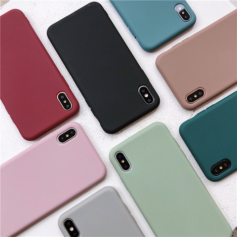 Bonbons Couleur Uni Silicone Téléphone étui pour iPhone X XS Max XR 7 8plus 6 6S Plus Cas iPhone 11 Pro Max Couleur Unie Couverture Souple ► Photo 1/6