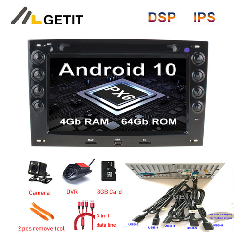 Autoradio Android 10, 5 usb, DSP, GPS, lecteur multimédia, DVD, stéréo, pour voiture Renault Megane 2 (2003 – 2008) ► Photo 1/1