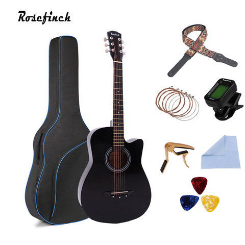 Guitare acoustique en bois de 38 pouces, 6 cordes, guitare populaire avec sac et housse, Tunner, pour débutants, avec accessoires de guitare ► Photo 1/6