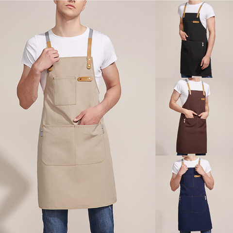 Tablier en toile pour barbecue et Chef cuisinier, bavoir pour femmes et hommes, Barista, barbier à domicile, cuisine, café, Restaurant ► Photo 1/6