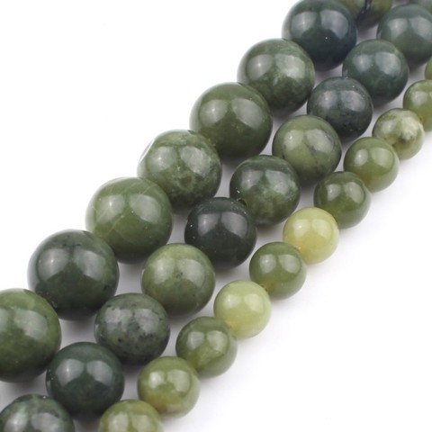 Perles en pierre naturelle AAA +, véritables perles de Jade du Canada pour la fabrication de bijoux 15 pouces 6/8/10/12mm, perles d'espacement pour bricolage ► Photo 1/6