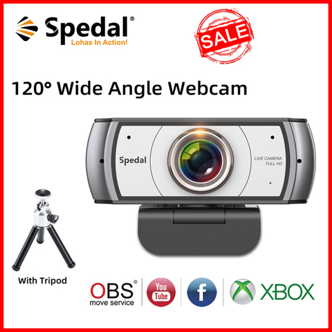 Spedal C920 Pro Webcam grand Angle 120 ° Full HD 1080P avec trépied caméra Web USB vidéoconférence pour ordinateur Mac PC ► Photo 1/6