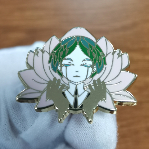 Broche de Yoga pour filles, épingle en émail, Lotus, animé, cheveux verts ► Photo 1/2