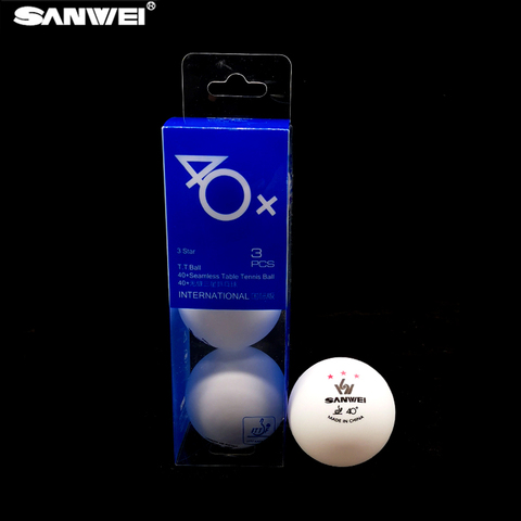 SANWEI – balles de Tennis de Table sans couture 3 étoiles, ABS 40 +, nouveau matériau, balles de Ping-Pong blanches, approuvé ITTF, pour la compétition internationale ► Photo 1/1