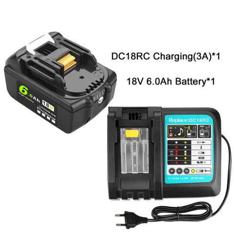 Batterie de remplacement, Li-Ion, 18V, 6a, Rechargeable, 6000mah, pour MAKITA BL1880, BL1860, BL1830 ► Photo 1/6
