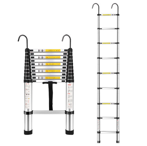 Échelle Portable 2.6 mètres et DLT-A, Extension de sécurité, échelle droite, épaisse en alliage d'aluminium et simple face, échelle droite domestique ► Photo 1/2