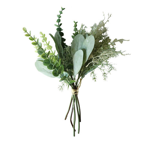 Bouquet mixte de plantes et de feuilles, fournitures d'arrangement de fleurs artificielles pour décoration de maison et de salon, fausses plantes flores ► Photo 1/2