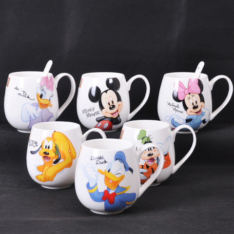 Tasse en céramique Disney Mickey Mouse, tasse de dessin animé, 300ML et 400ML, tasse à lait, eau de café pour Couple, accessoires de bureau pour enfants ► Photo 1/6