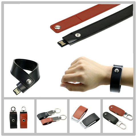 Bracelet en cuir d'unité centrale lecteur Flash USB 32GB 16GB 8GB 4GB lecteur de stylo clé USB clé USB ► Photo 1/6