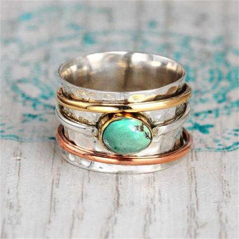 Bohème naturel pierre anneaux pour femmes hommes Vintage Turquoises bagues de mode fête de mariage bijoux accessoires ► Photo 1/5