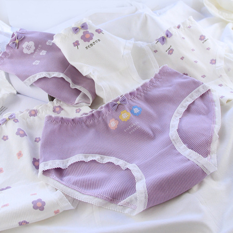 Mode violet culotte volants doux coton fille sous-vêtements haut qualité fleur slips doux princesse fille confortable froncé sous-vêtements ► Photo 1/6