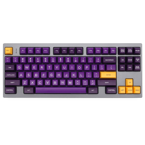 Domkey-casquette d'attaque au gaz double hot-hot, SA abs, pour clavier mx stem poker 87 104 gh60, xd64, xd68, xd84, xd96, xd75, xd87, violet et jaune ► Photo 1/5