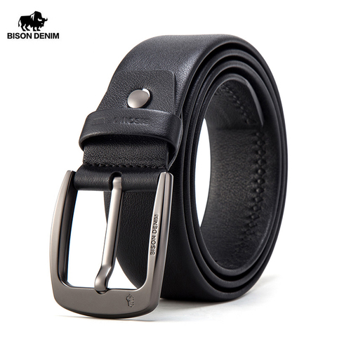 BISON-ceinture en cuir véritable pour hommes, ceinture pour Jeans de haute qualité, bracelet de luxe, classique, Vintage avec boucle ardillon, W71564 ► Photo 1/6