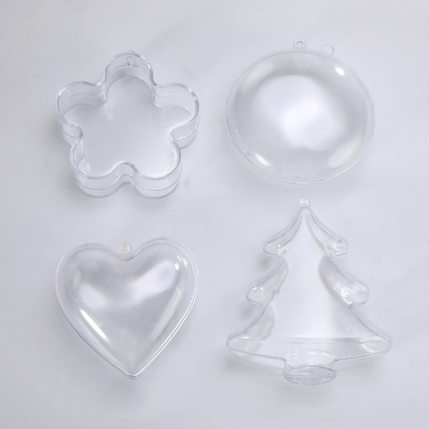 4Type en plastique transparent 3D bain bombe moule coeur fleurs forme bain bombe moule bricolage noël noël arbres décorations bain accessoires ► Photo 1/6