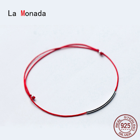 La Monada-Bracelet en argent Sterling 925 pour mains, argent Bracelets pour femme, fil rouge, ficelle, noir 925 ► Photo 1/6