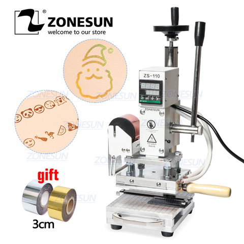 ZONESUN-machine à emboutir à chaud, 300W, ZS110, presse à pression, pour presses sur bois, papier PVC, fabrication de logos personnalisés ► Photo 1/6