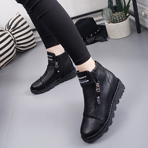 Nouveau bottes courtes femmes bottes en cuir Femme Grises automne hiver chaussures talons 5CM Double fermeture éclair bout rond imperméable bottes décontracté ► Photo 1/6