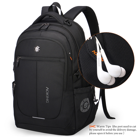 Sac à dos de voyage noir pour homme, sacoche pour ordinateur portable 15 pouces, étanche, idéal pour l'école ou le collège ► Photo 1/6