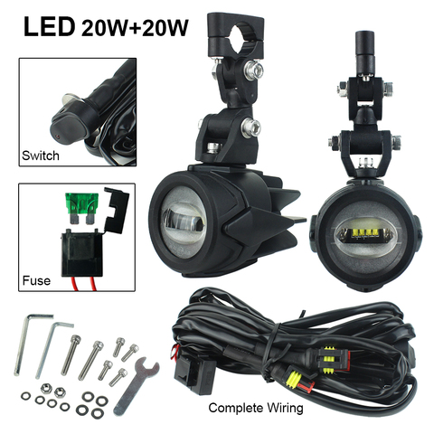 Kit d'éclairage auxiliaire pour motos, feux antibrouillard Super brillants, 40W, LED K, 6000K ► Photo 1/6