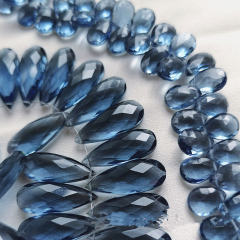 Perles amples pour fabrication de bijoux, 1 pièce, couleur bleue, quartz, goutte, poire, à facettes, 8x20mm, pour bricolage, FPPJ, vente en gros, pierres précieuses naturelles ► Photo 1/6