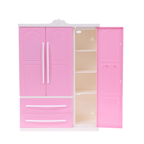 Trois portes rose moderne armoire pour poupées meubles vêtements accessoires jouets pour filles bébé jouet ► Photo 1/6