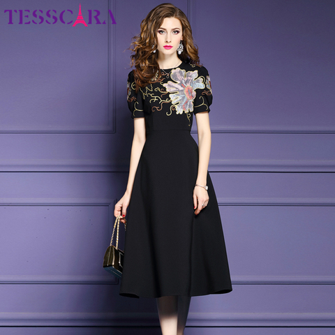 TESSCARA – Robe longue brodée de luxe pour Femme, élégante, Maxi, style rétro, motif Floral, pour soirée Cocktail, collection automne ► Photo 1/6