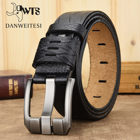 DWTS-ceintures en cuir véritable pour hommes, ceintures de luxe de styliste, sangle tendance en cuir de vache, pour hommes cowboy ► Photo 1/6