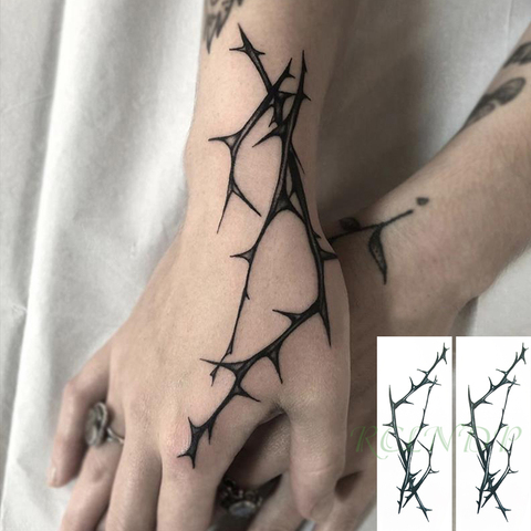 Autocollant de tatouage temporaire imperméable, Design de branche d'arbre noir, faux tatouage Flash, bras, Art corporel pour femmes et hommes ► Photo 1/6