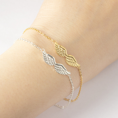 Bohème rétro cercle battement de coeur ailes d'ange Bracelet perlé couleur argent breloque acier inoxydable ailes d'ange Bracelets pour femme ► Photo 1/6