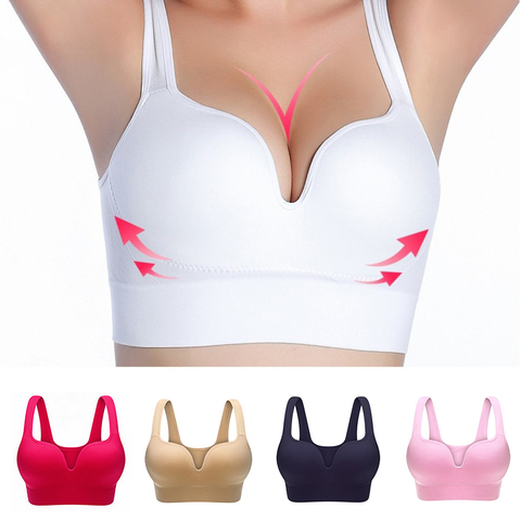 Soutien-gorge grande taille pour femmes sous-vêtements soutien-gorge sans armatures os sans couture Push Up hauts de soutien-gorge Bralette brassière gilet de sport sans fil Sexy soutien gorge femme brassiere soutien ► Photo 1/6