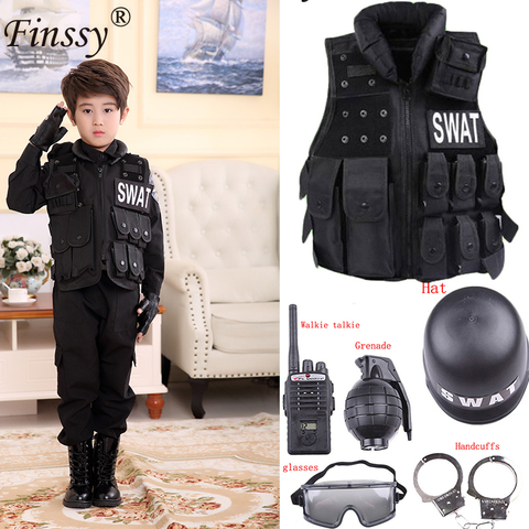 Enfants chasse militaire tactique armée gilet enfants Airsoft Gear Combat armure uniforme garçon fille Swat Police en plein air Costume ► Photo 1/6