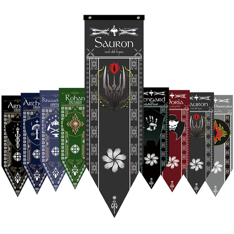 Drapeau de la tour du seigneur des neiges Sauron, décoration pour la maison, drapeaux Arnor, Rohan, arythedain, Durin, Saruman, Orcs, cantonnière ► Photo 1/6