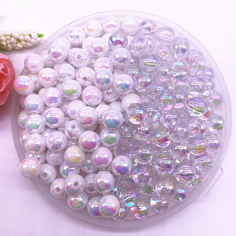 4-14mm couleur AB charmes perles acryliques rondes perles entretoises en vrac pour la fabrication de bijoux bricolage accessoires de Bracelet faits à la main ► Photo 1/4