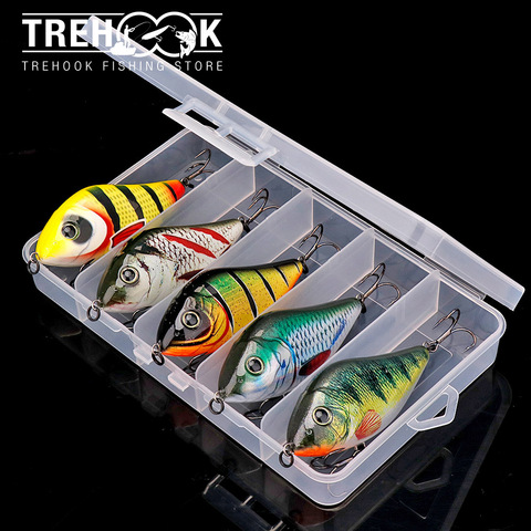 TREHOOK 5 pièces tueurs pour brochet coulant Wobblers leurres de pêche ensemble 8cm 24g Jerkbait dur appât artificiel avec boîte de matériel de pêche ► Photo 1/6