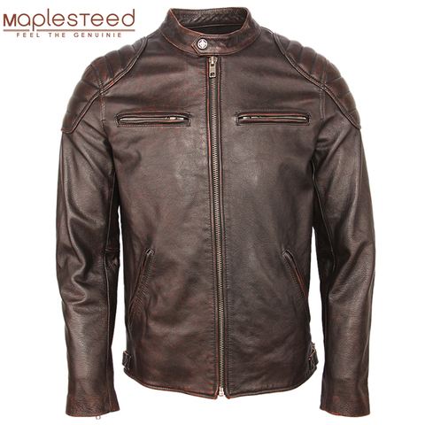 Blouson automne en cuir véritable homme, Slim-Fit en cuir de vache 100%, pour motard, M357 ► Photo 1/1