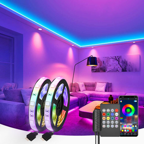 LED Bande Lumineuse RVB 5050 De Synchronisation de la Musique Changeante de Couleur Sensible Mic Intégré, Contrôle De L'app led LED Lumières 5M 10M 15M DC12V Flexible ► Photo 1/6