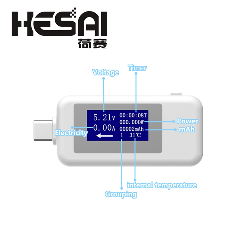 Type-c USB testeur DC voltmètre numérique USB-C tension compteur de courant ampèremètre détecteur Type C batterie externe chargeur indicateur USB C ► Photo 1/6