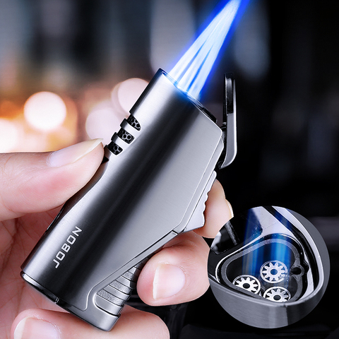 Jobon – Mini briquet métallique à Triple torche avec coupe-cigare, coupe-vent, briquet à flamme, Gadgets cadeau sans gaz pour hommes, 2022 ► Photo 1/6