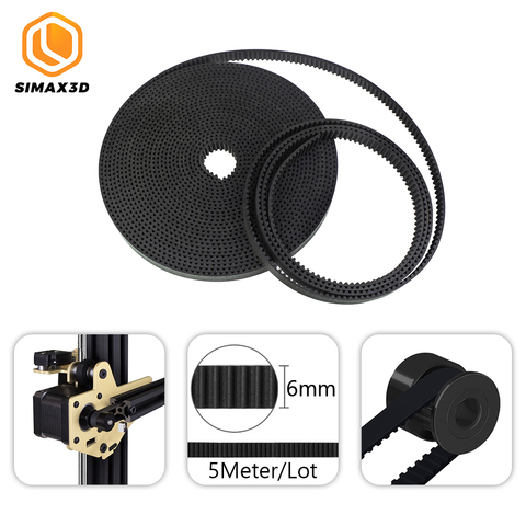 SIMAX3D 5 m/lot GT2 courroie de distribution GT2 boucle fermée largeur 6mm courroie en caoutchouc courroies synchrones pièce pour Ender 3 CR10 Anet Ender 3 Pro ► Photo 1/6