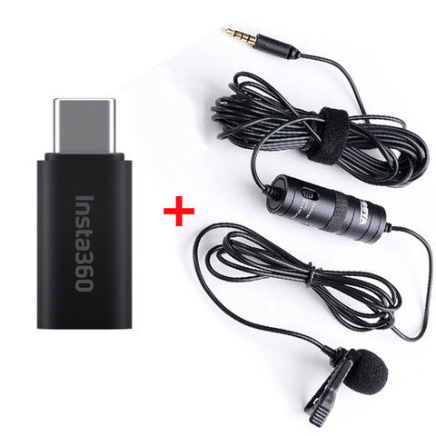 Insta360 UN R 3.5mm Micro Adaptateur Audio + BOYA M1 Micro pour Mobiles Android iPhone Mac DSLR Caméra Podcast Caméscope Enregistreur ► Photo 1/6