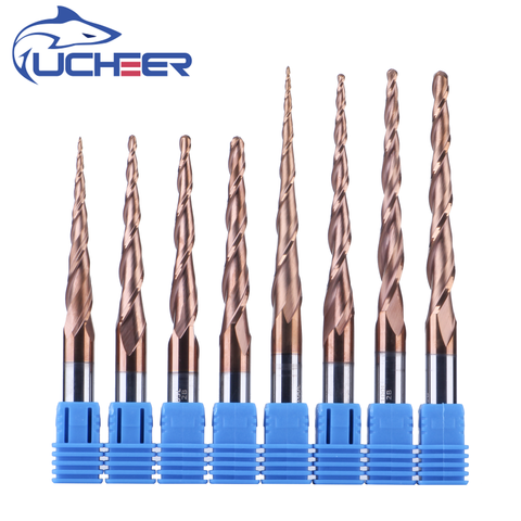 UCHEER 1pc 4mm 6mm HRC55 boule conique nez fraise CNC outil carbure fraise en bout cône CNC bois routeur bits ► Photo 1/6