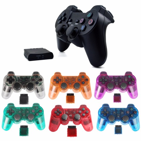 Manette de jeu sans fil couleur transparente pour Sony PS2, 2.4G, avec vibrations, contrôleur bluetooth pour Playstation 2 ► Photo 1/6