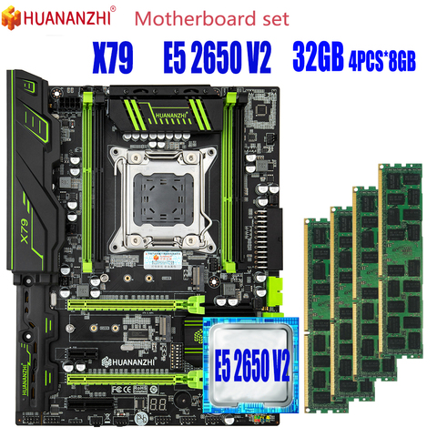 HUANANZHI – carte mère X79 avec Xeon E5 2650 V2, 4x8 go (32 go) de mémoire DDR3 ECC REG, 1600MHz, 12800R ► Photo 1/6